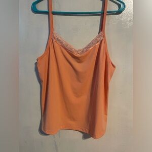 Lane Bryant Y2K Style lace trim beaded tank size 14/16 orange 90s floral